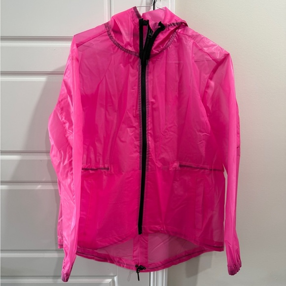 MTA Sport Jackets & Blazers - MTA Sport Hot Pink Semi Sheer Hooded Windbreaker Jacket Women’s Large Festival